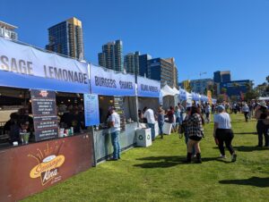 Some of the many food and drink stands